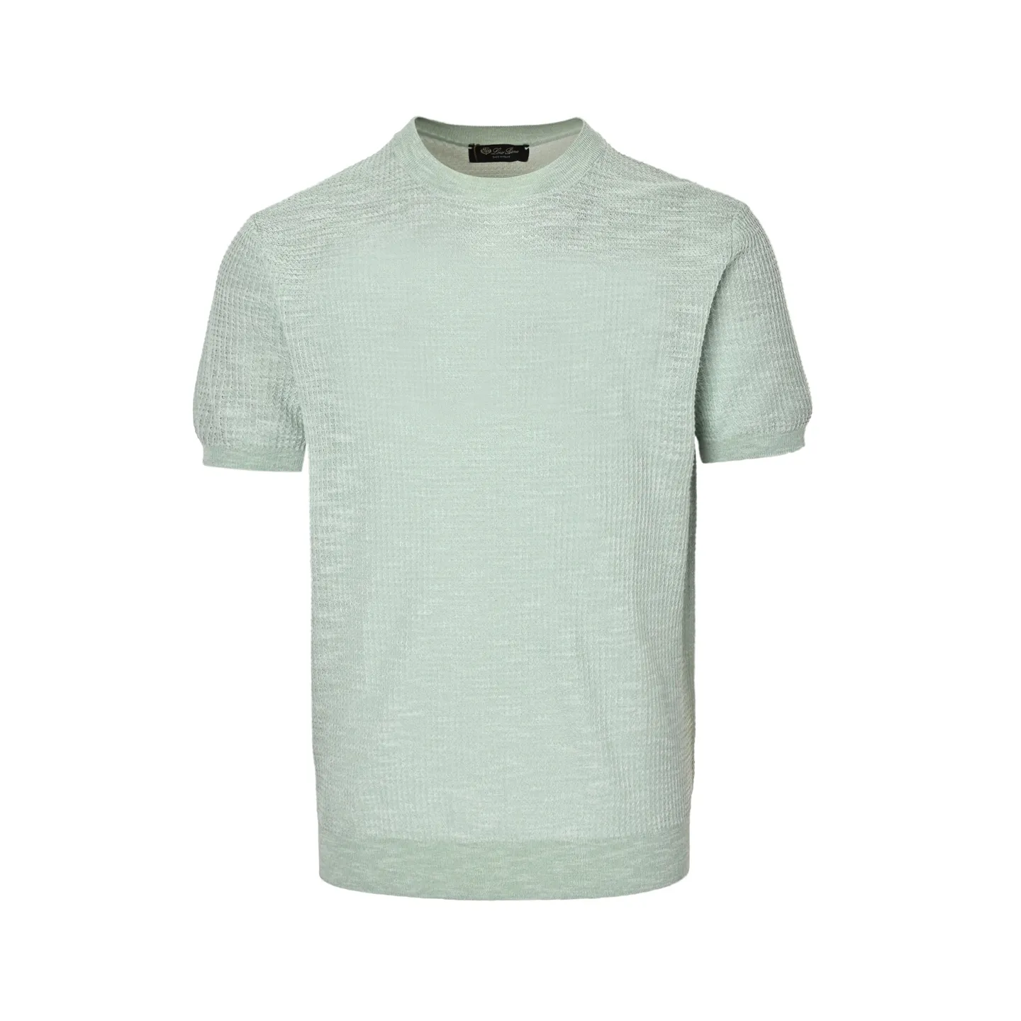 : Loro Piana/LP floral yarn short-sleeve. The special segment dyeing floral yarn process is selected. The yarns are all toned and have a hazy soft light filter. The three-dimensional honeycomb hollow knitting makes the air feel full. The mulberry silk + linen blend is soft and skin-friendly. It is breathable in summer and will not make you sweat. The low-key and gentle bean paste powder, the cool and alienating mint green, the neat round neck tailoring, does not pick the body shape, only shapes the temperament. Size: 48 50 52 54